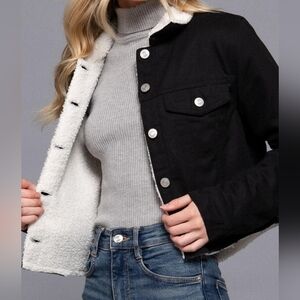 Treny Cropped Jean Sherpa-Lined Jacket Size Sml NWT